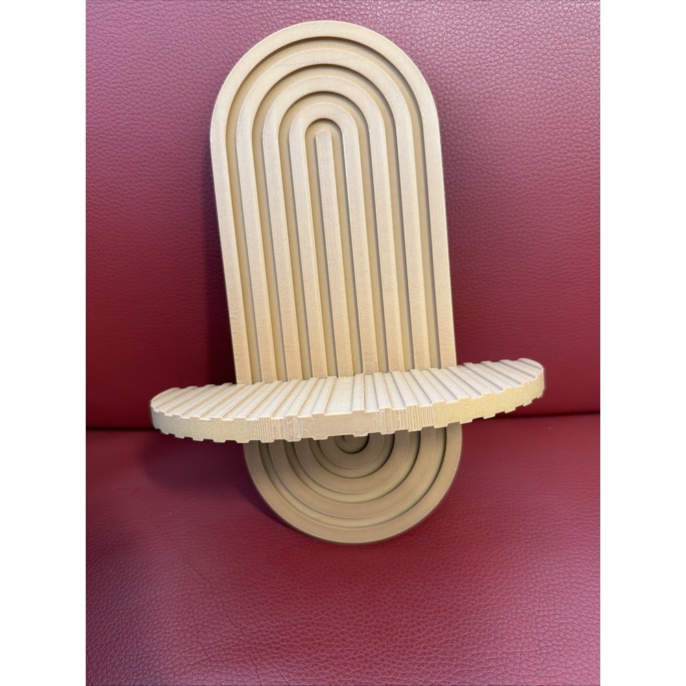 Arched Wall Shelf 3D Printed Hand Crafted Brown Matte Finish Glam Style NEW